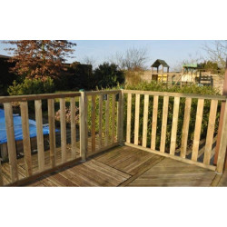 Barrière piscine bois à barreaux - Longueur 180 cm - Natural